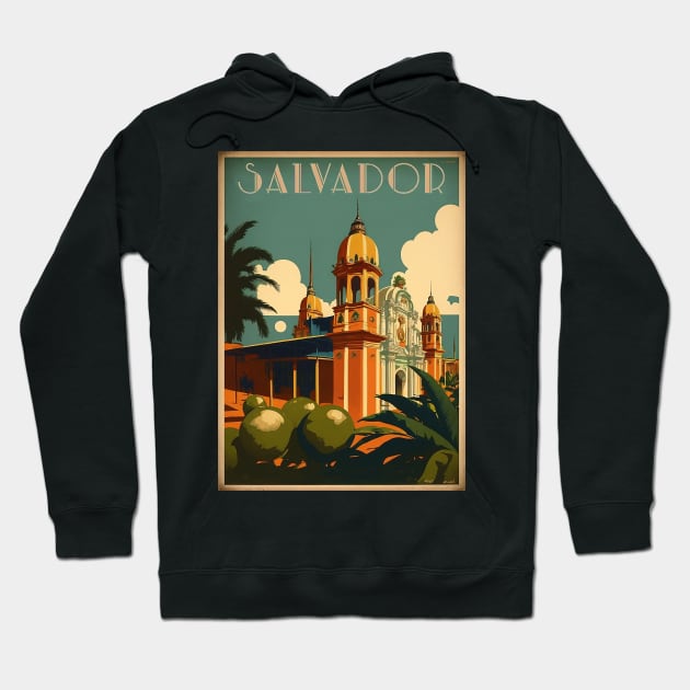 Salvador Brazil Vintage Travel Art Poster Hoodie by OldTravelArt